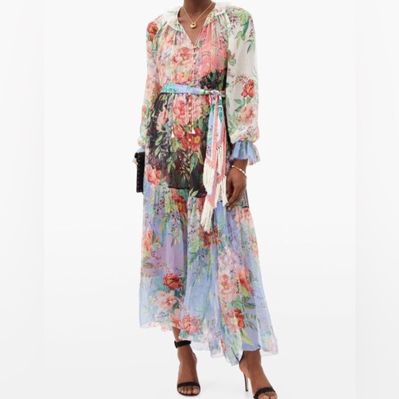 Zimmermann | Dresses | Zimmerman Bellitude Asymmetric Belted Floral ...